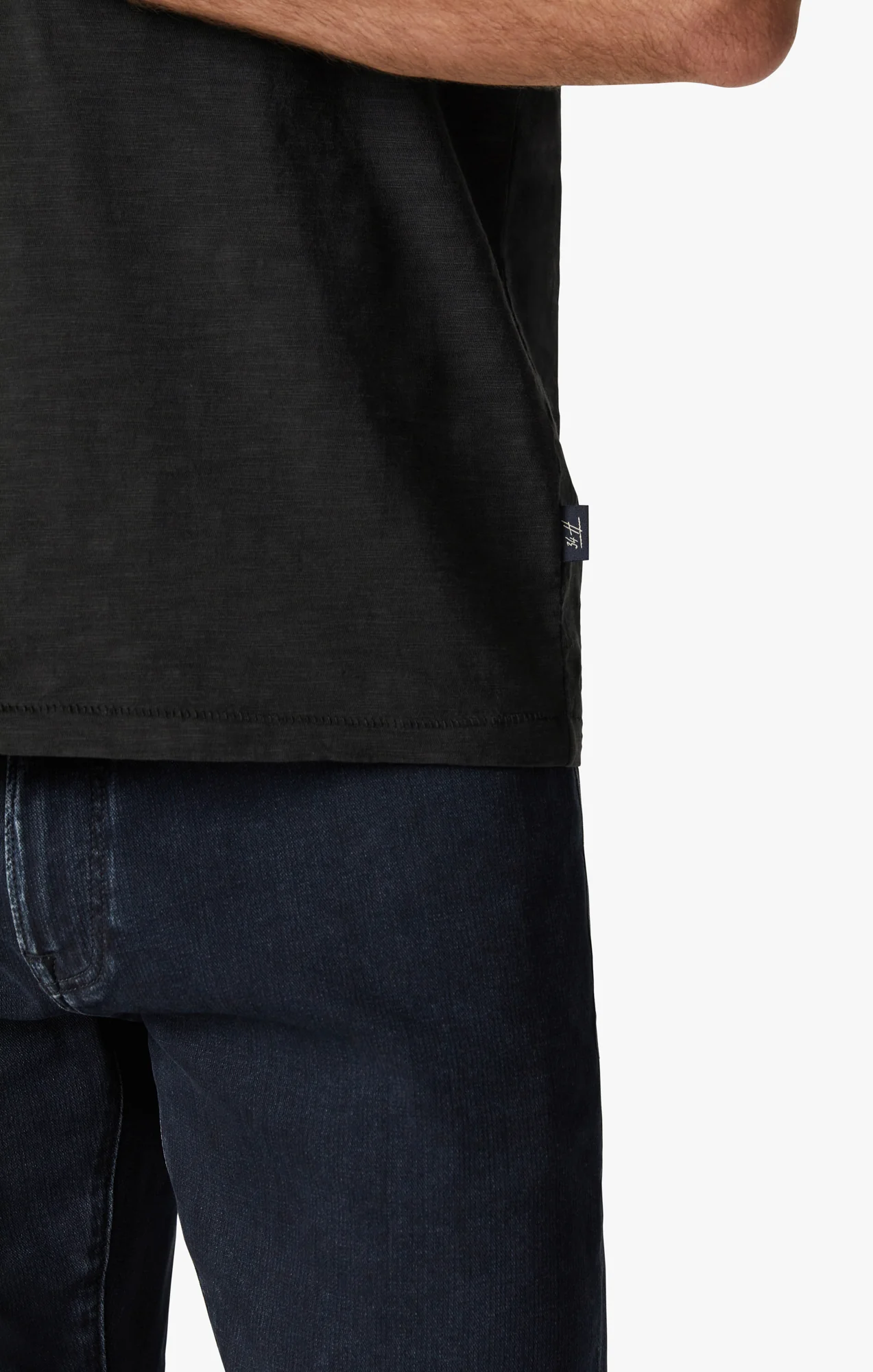Slub Crew Neck T-Shirt in Black - Image 6