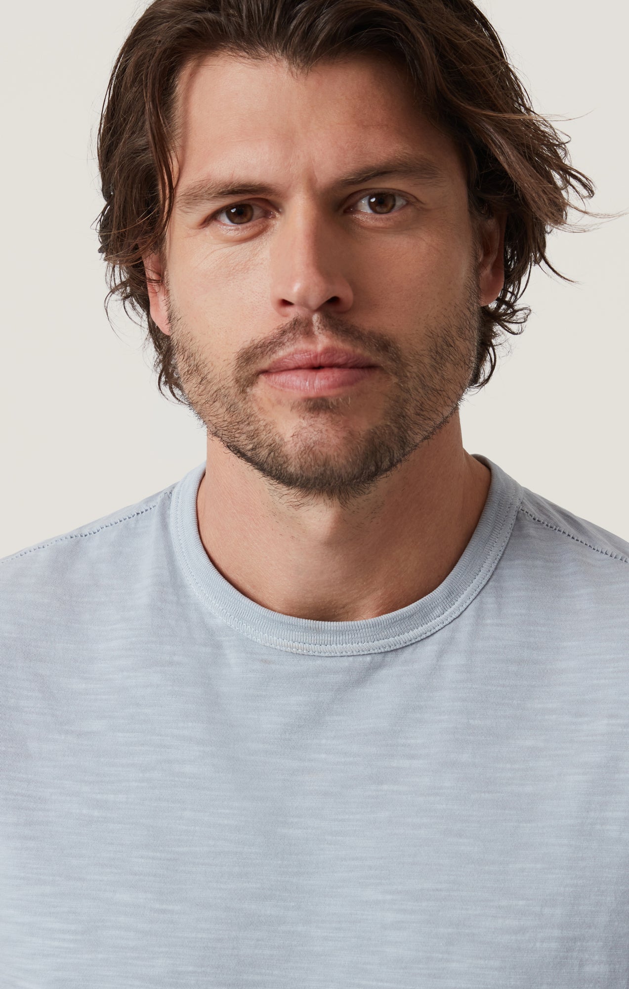Slub Crew Neck T-Shirt in Blue Fog - Image 6