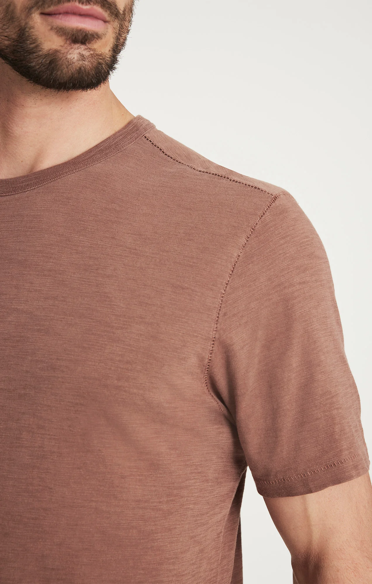 Slub Crew Neck T-Shirt in Cappuccino - Image 5