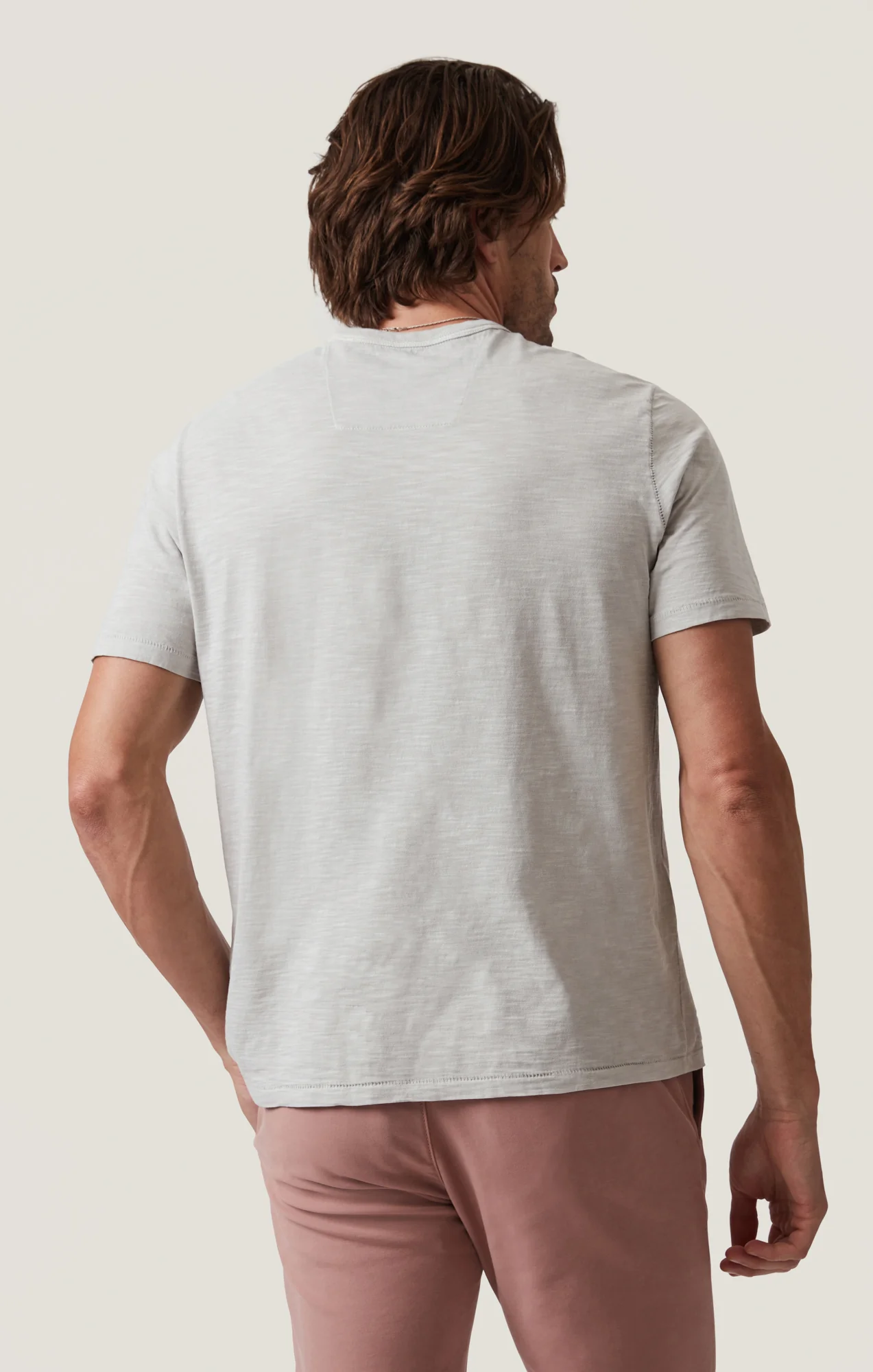 Slub Crew Neck T-Shirt in Chalk - Image 3