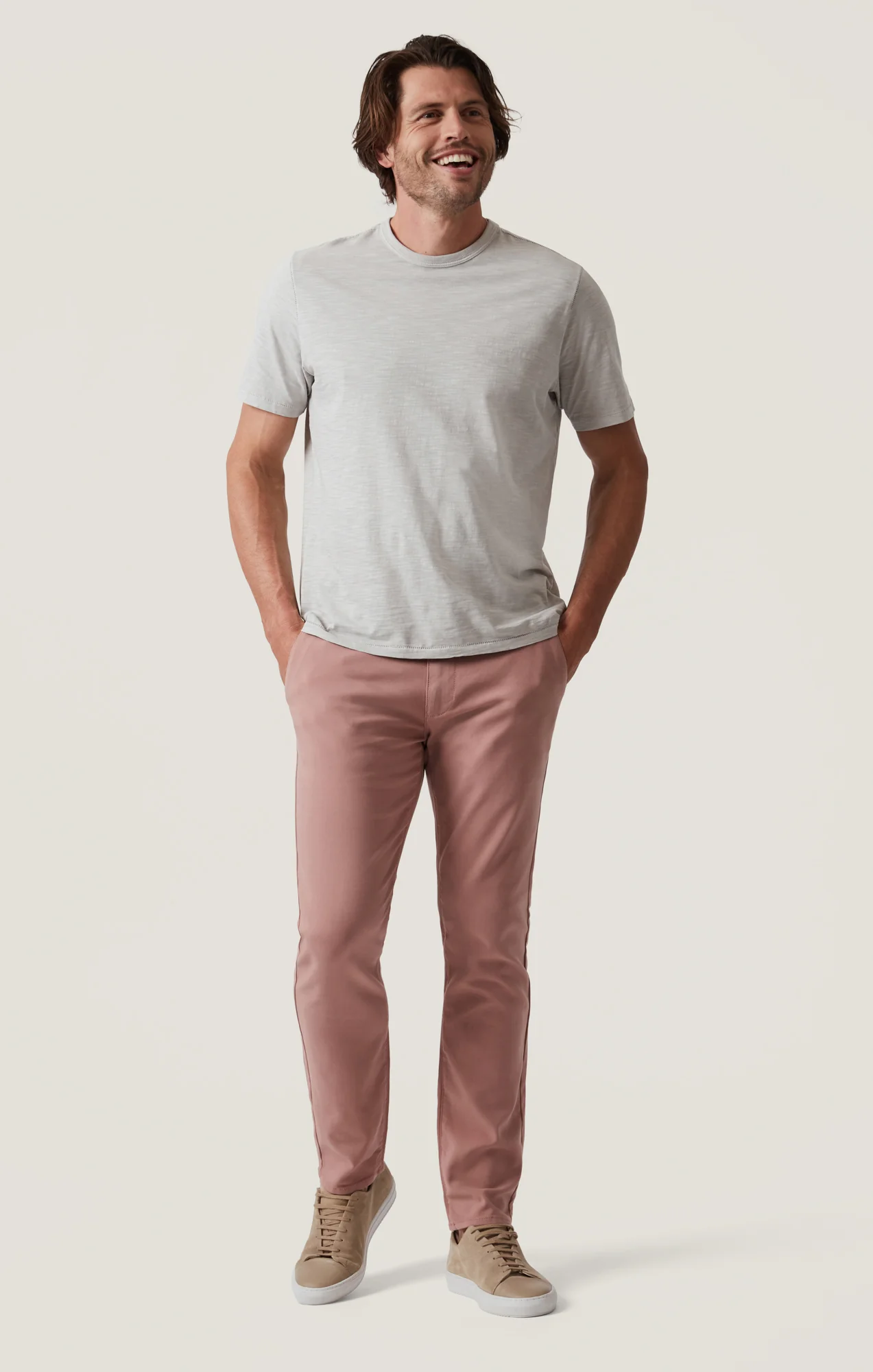 Slub Crew Neck T-Shirt in Chalk - Image 4