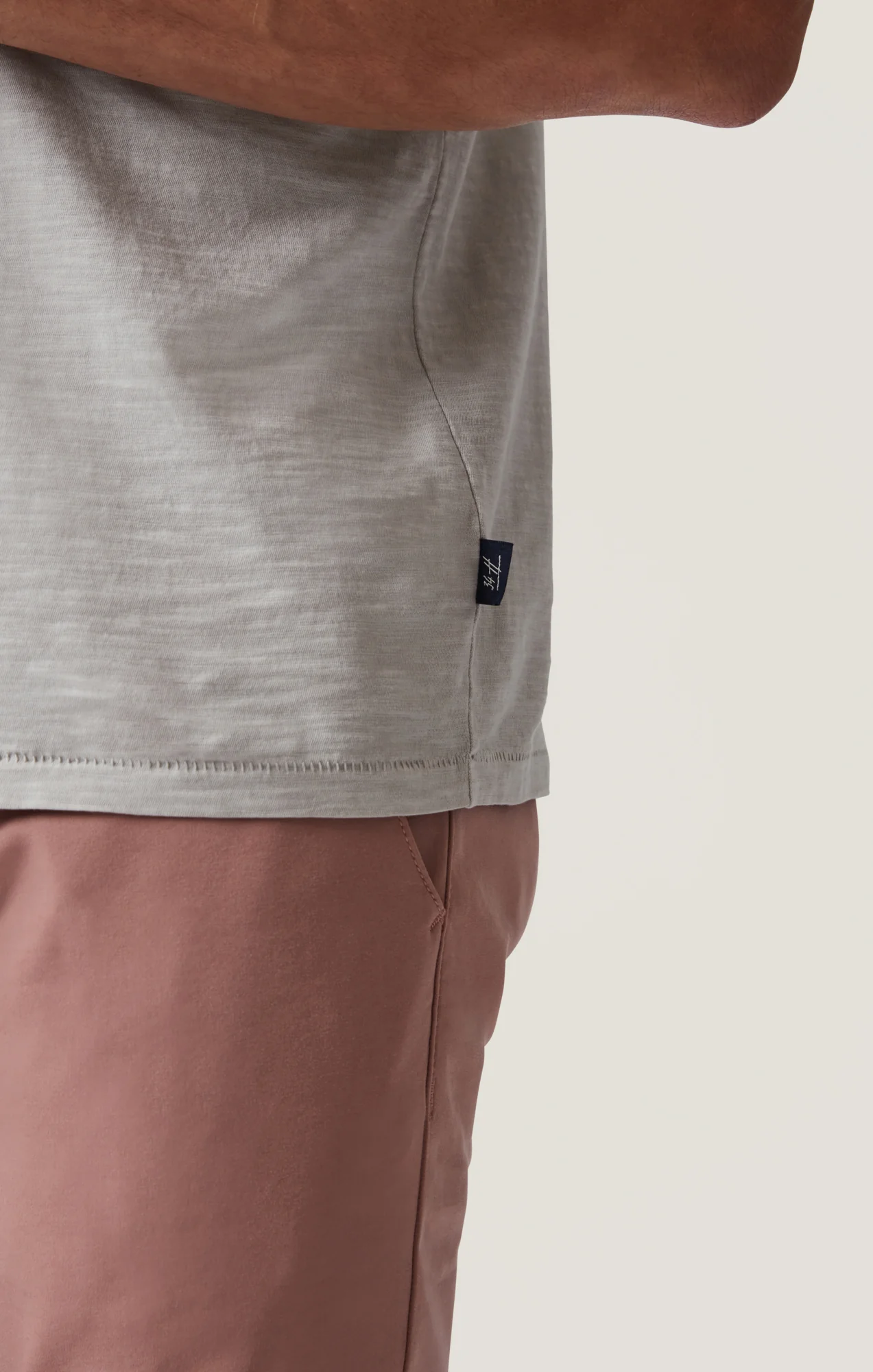 Slub Crew Neck T-Shirt in Chalk - Image 7