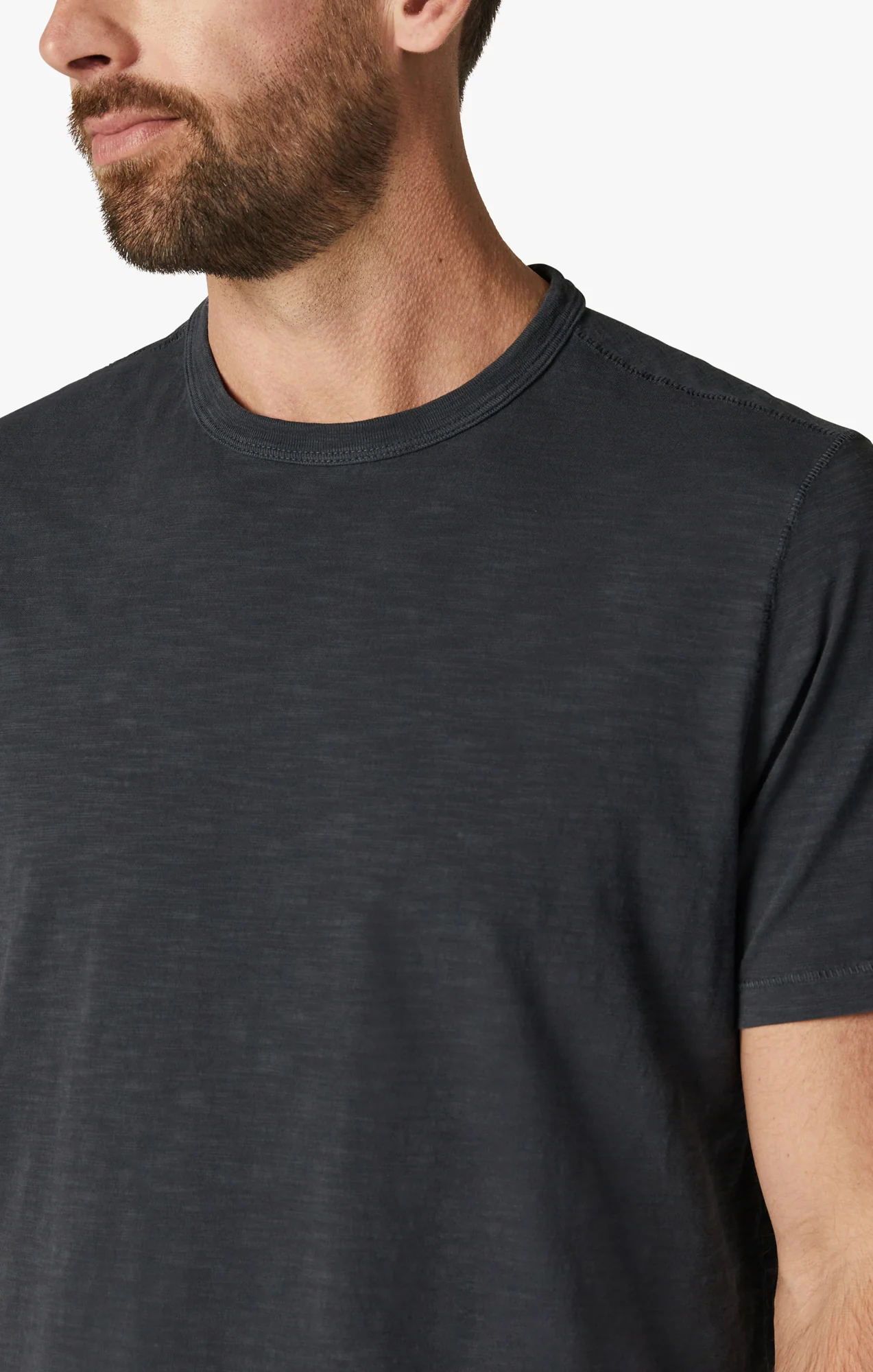 Slub Crew Neck T-Shirt in Dark Navy - Image 6