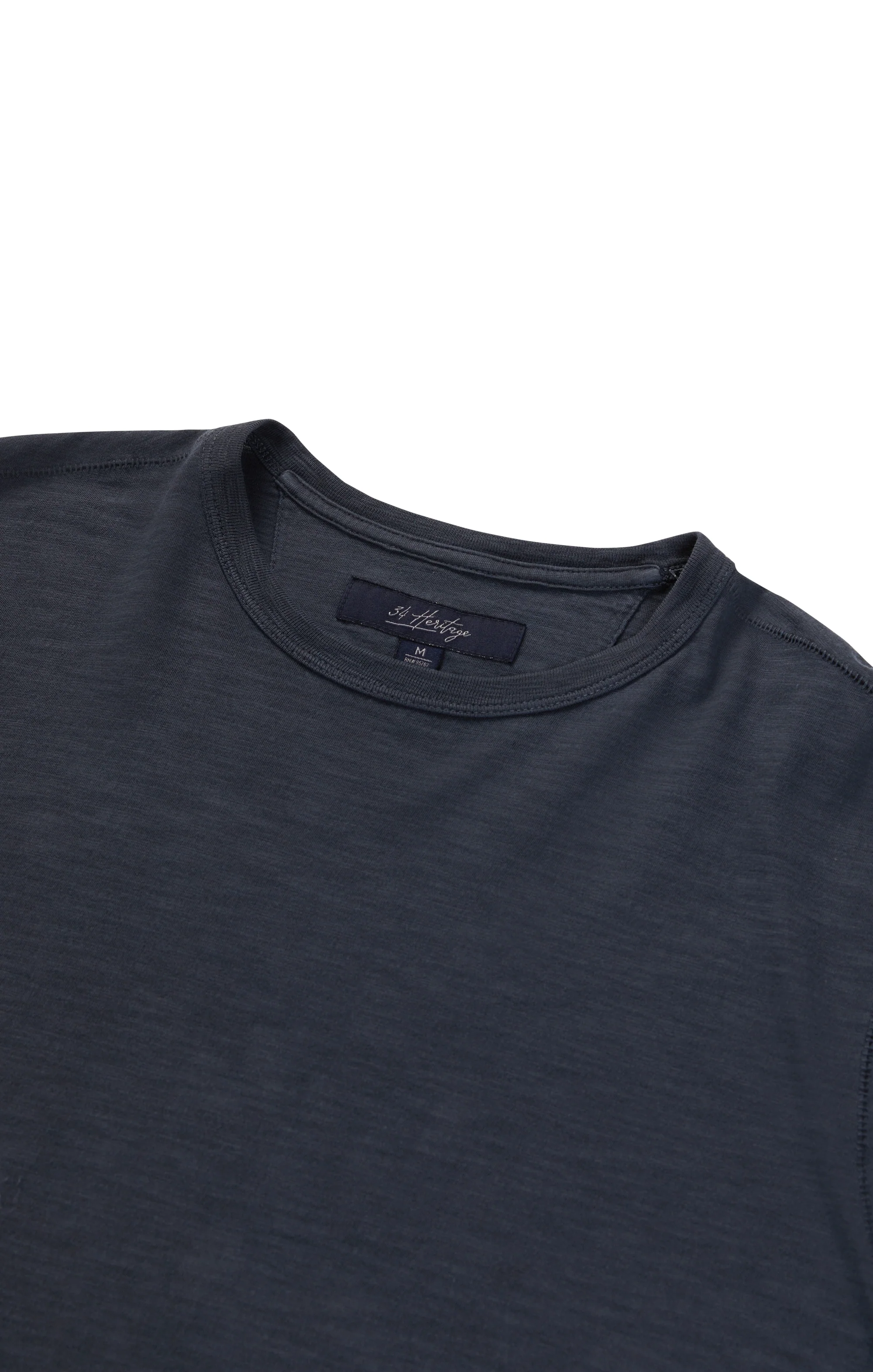 Slub Crew Neck T-Shirt in Dark Navy - Image 9