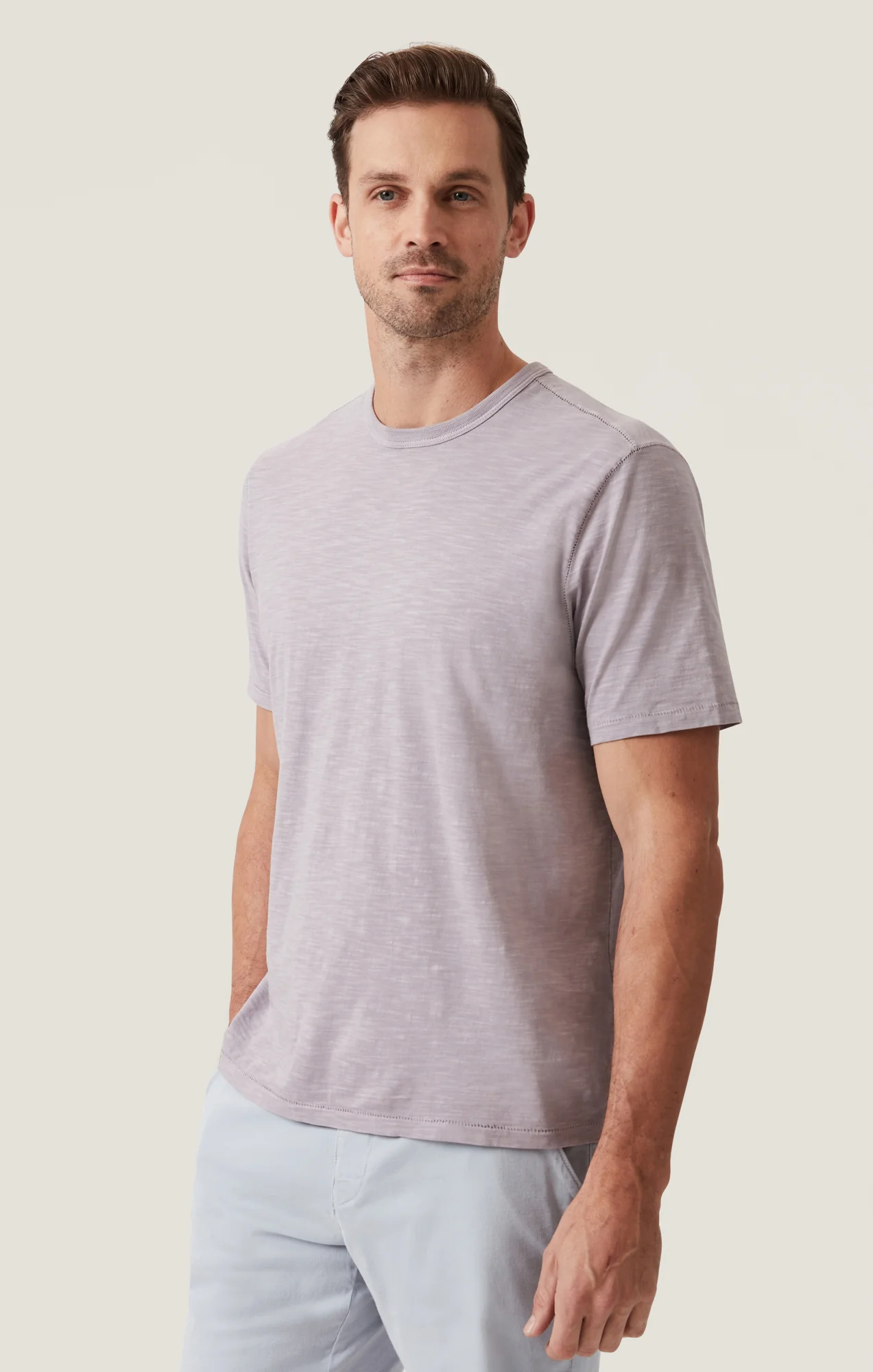 Slub Crew Neck T-Shirt in Lilac Dust - Image 2