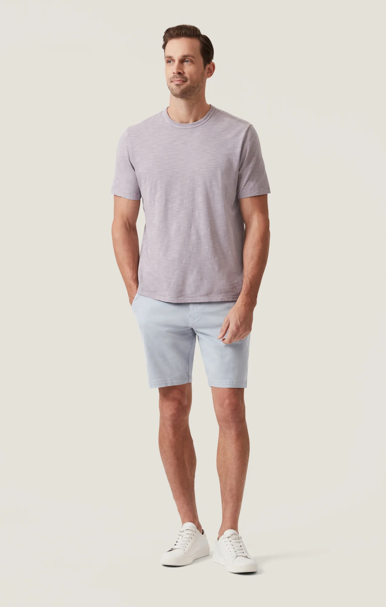 Slub Crew Neck T-Shirt in Lilac Dust - Image 4