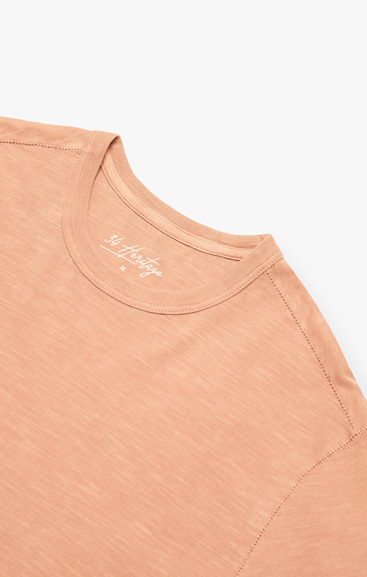 Slub Crew Neck T-Shirt In Melon - Image 8