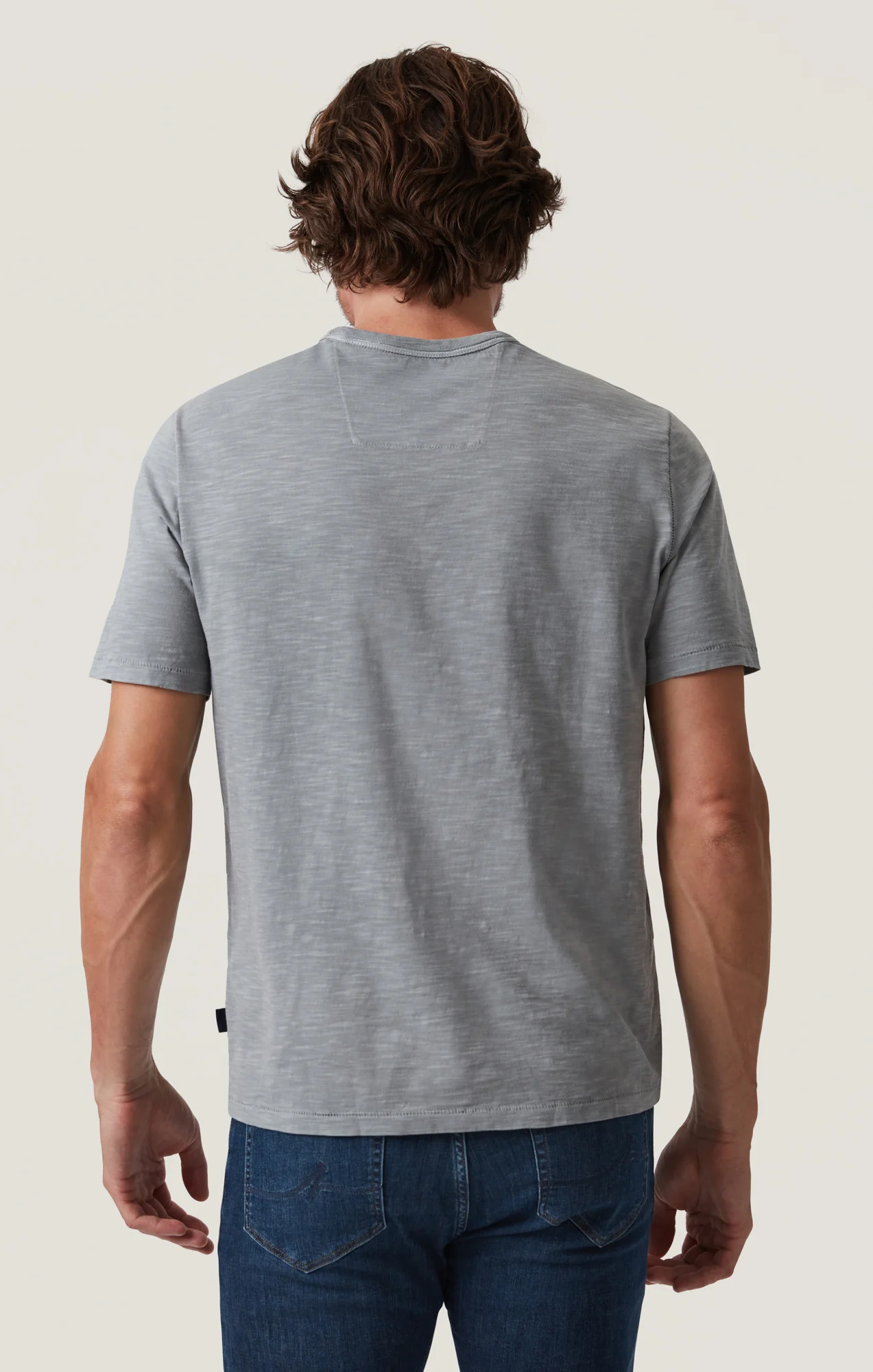 Slub Crew Neck T-Shirt in Monument Grey - Image 3