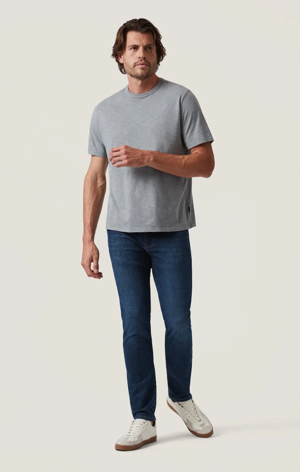 Slub Crew Neck T-Shirt in Monument Grey - Image 4