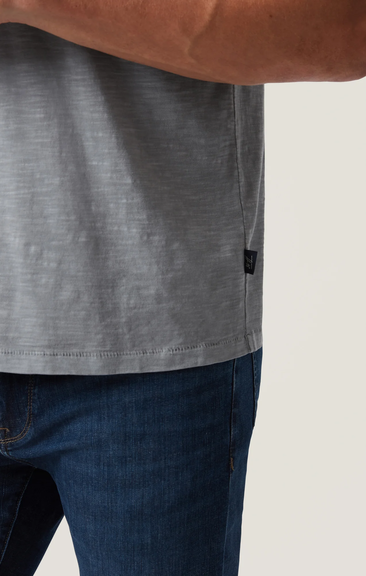Slub Crew Neck T-Shirt in Monument Grey - Image 7