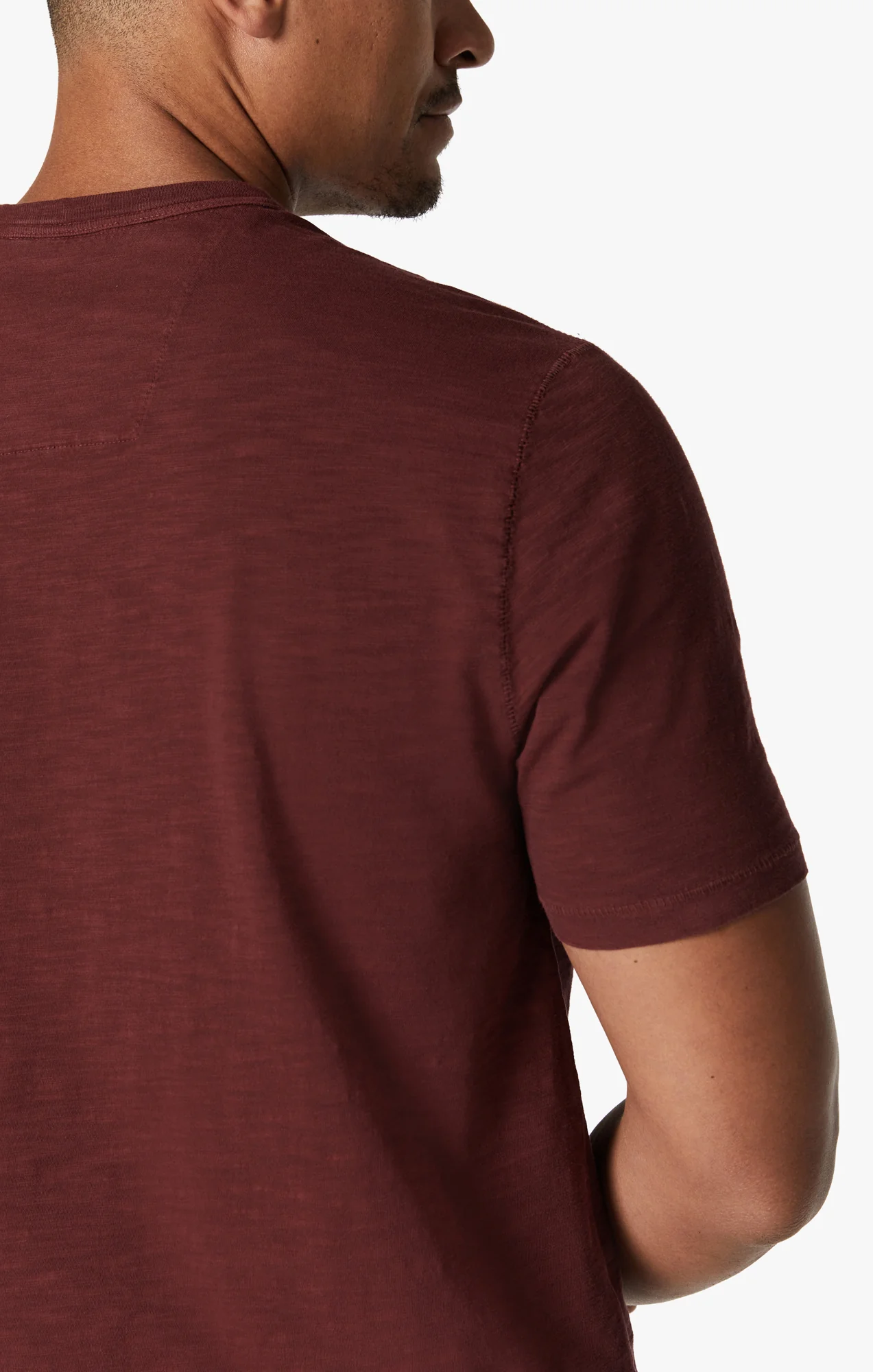 Slub Crew Neck T-Shirt In Port - Image 6
