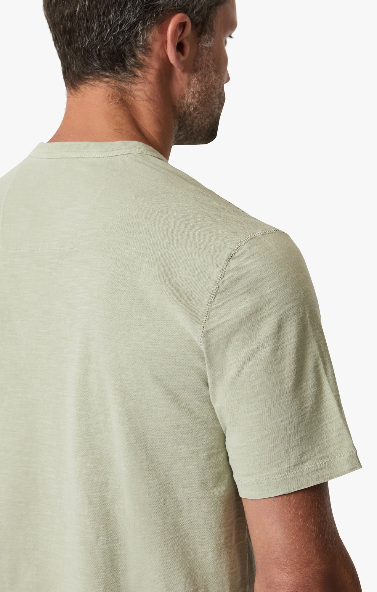 Slub Crew Neck T-Shirt In Sage - Image 5