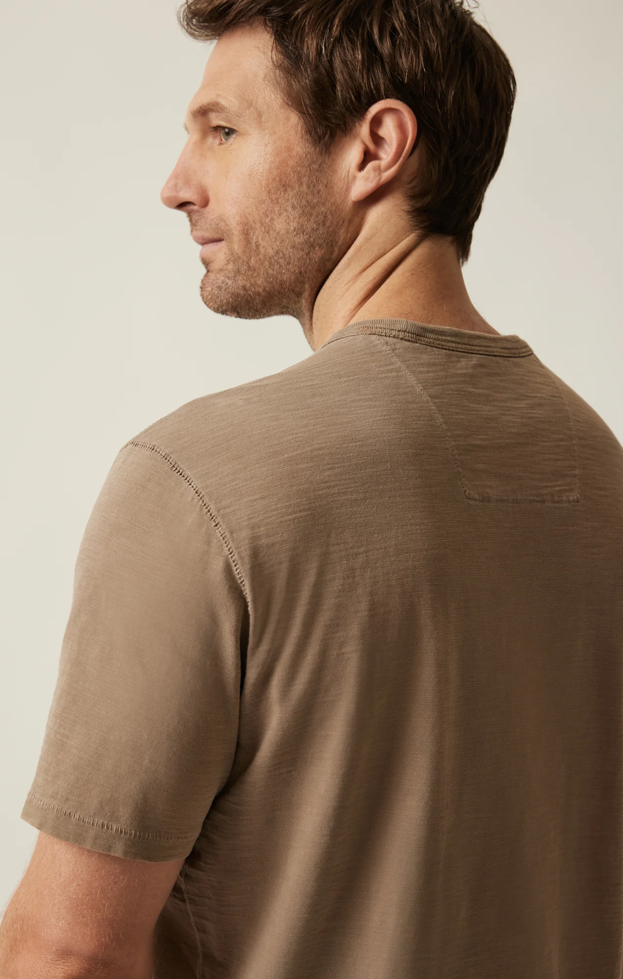 Slub Crew Neck T-Shirt in Shitake - Image 7