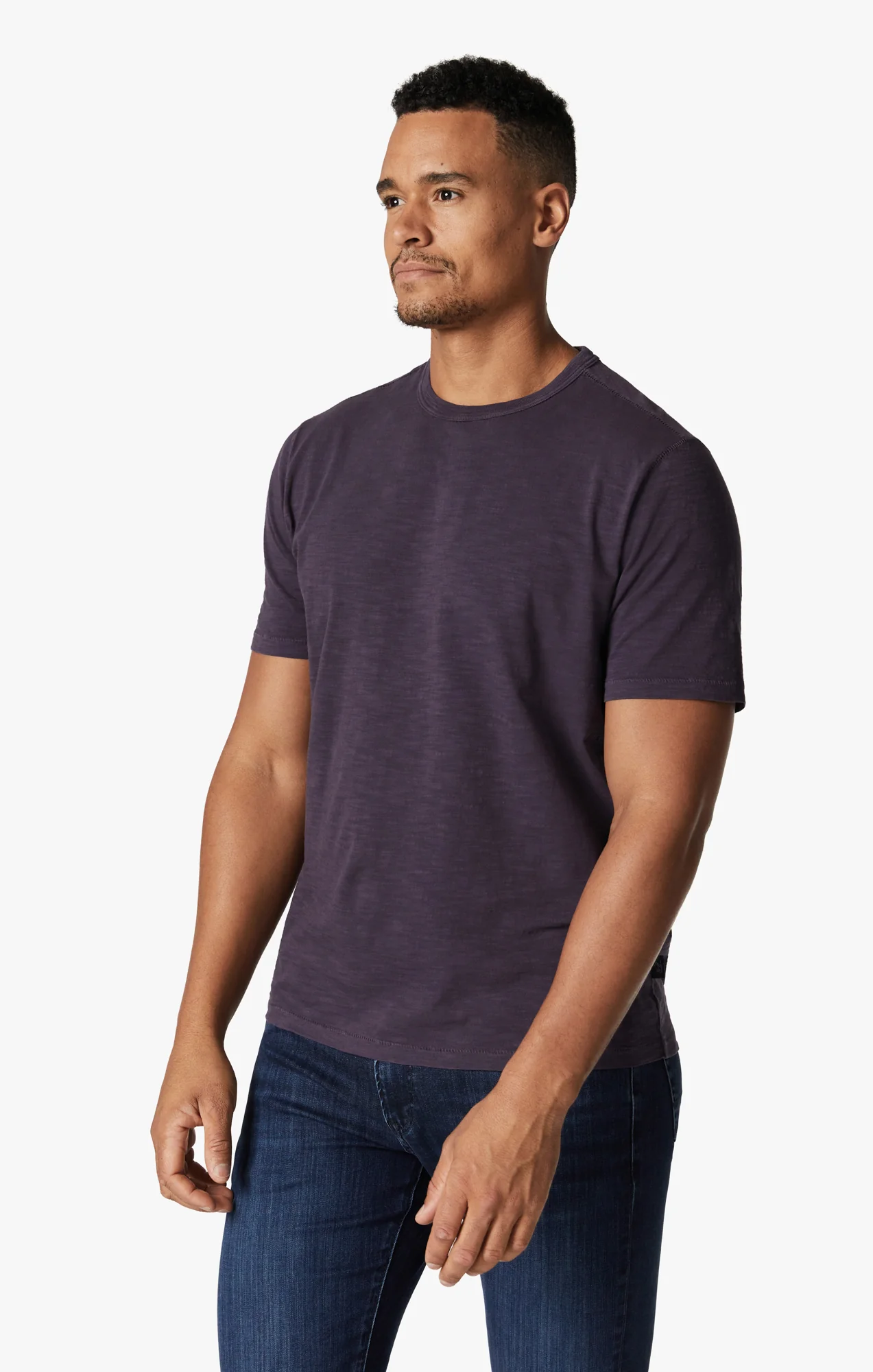 Slub Crew Neck T-Shirt In Sweet Grape - Image 4