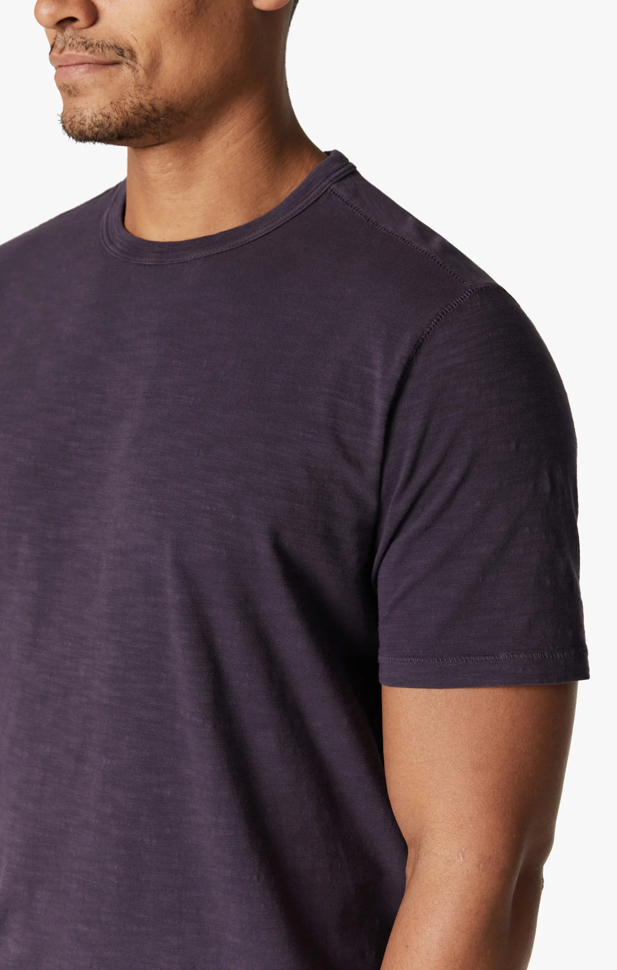 Slub Crew Neck T-Shirt In Sweet Grape - Image 7