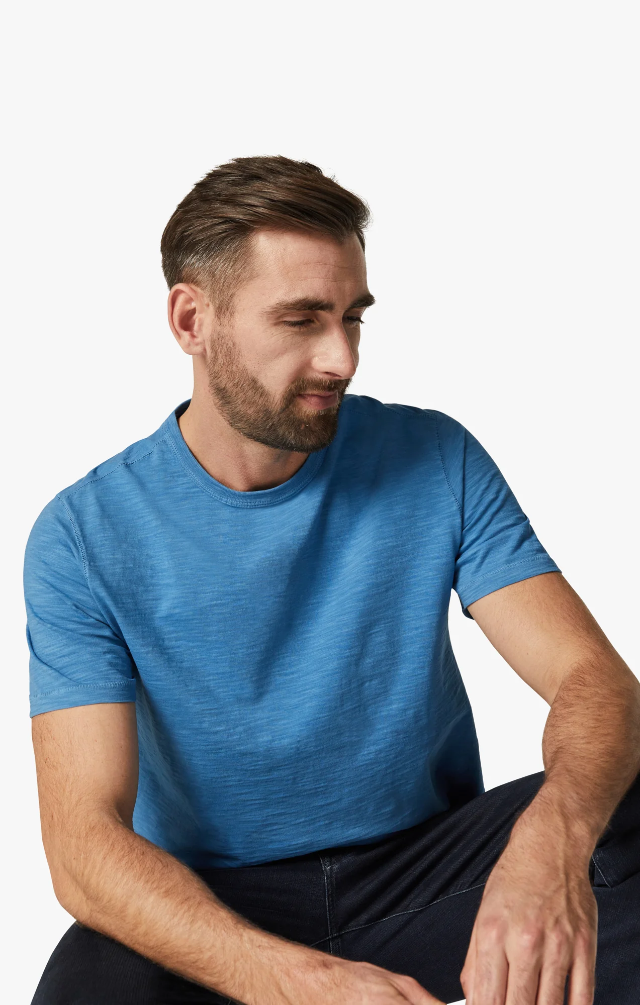 Slub Crew Neck T-Shirt in Vallarta Blue - Image 8