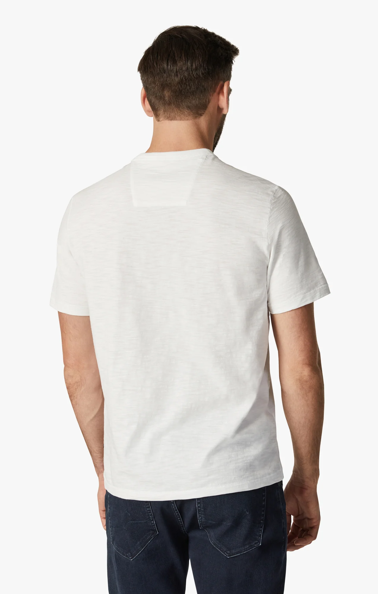 Slub Crew Neck T-Shirt in White - Image 5