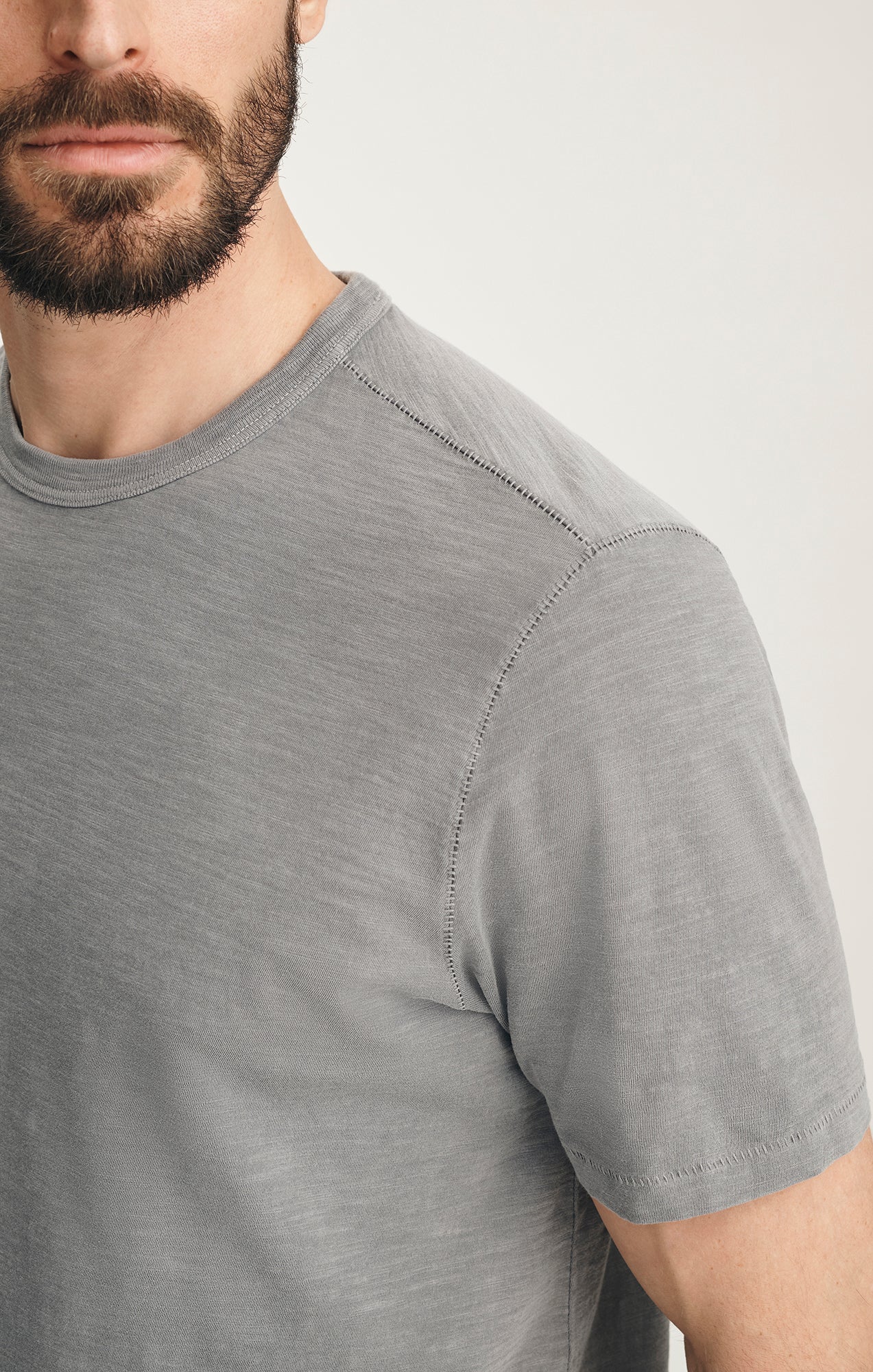 Slub Crew Neck T-shirt In Chiseled Stone - Image 2