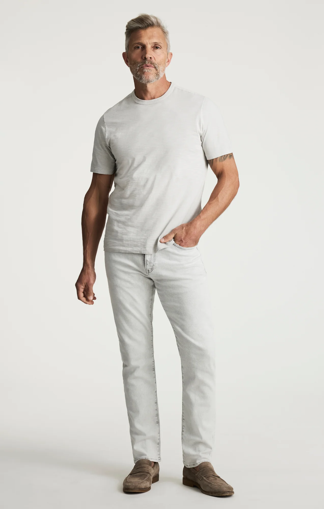 Slub Crew Neck T-shirt In Glacier Grey - Image 5