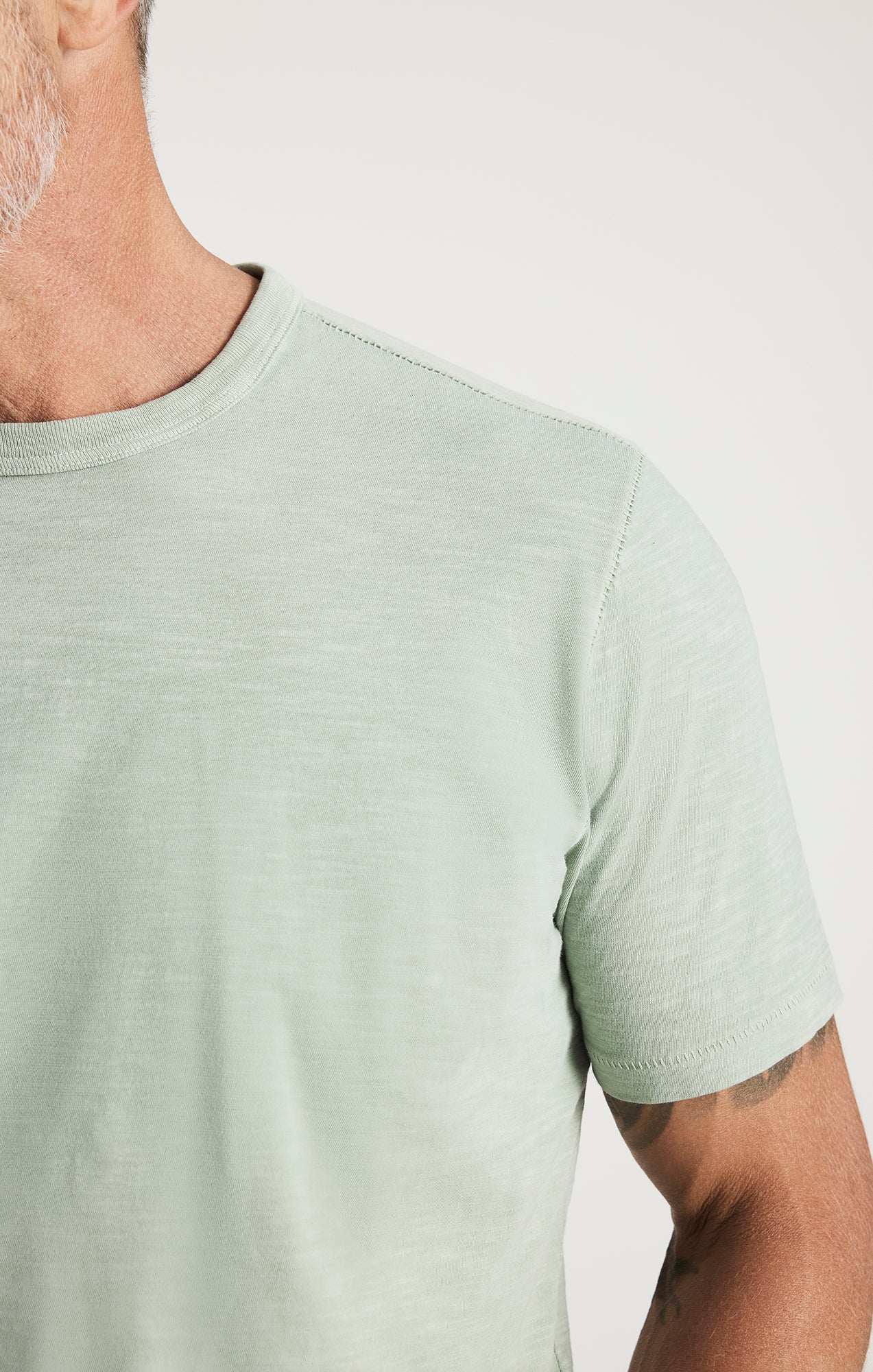 Slub Crew Neck T-Shirt In Iceberg Green - Image 3