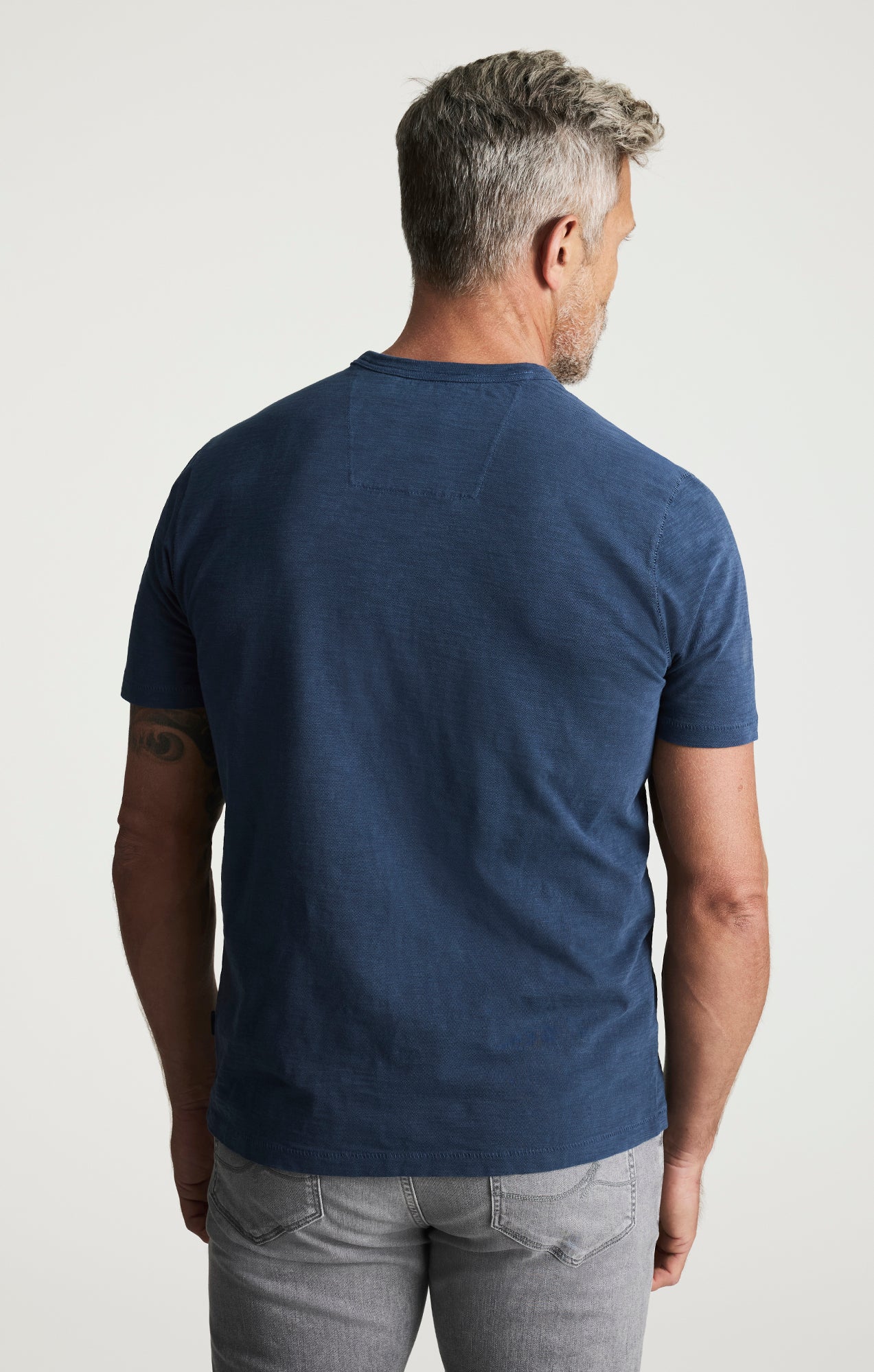 Slub Crew Neck T-shirt In Vintage Indigo - Image 3