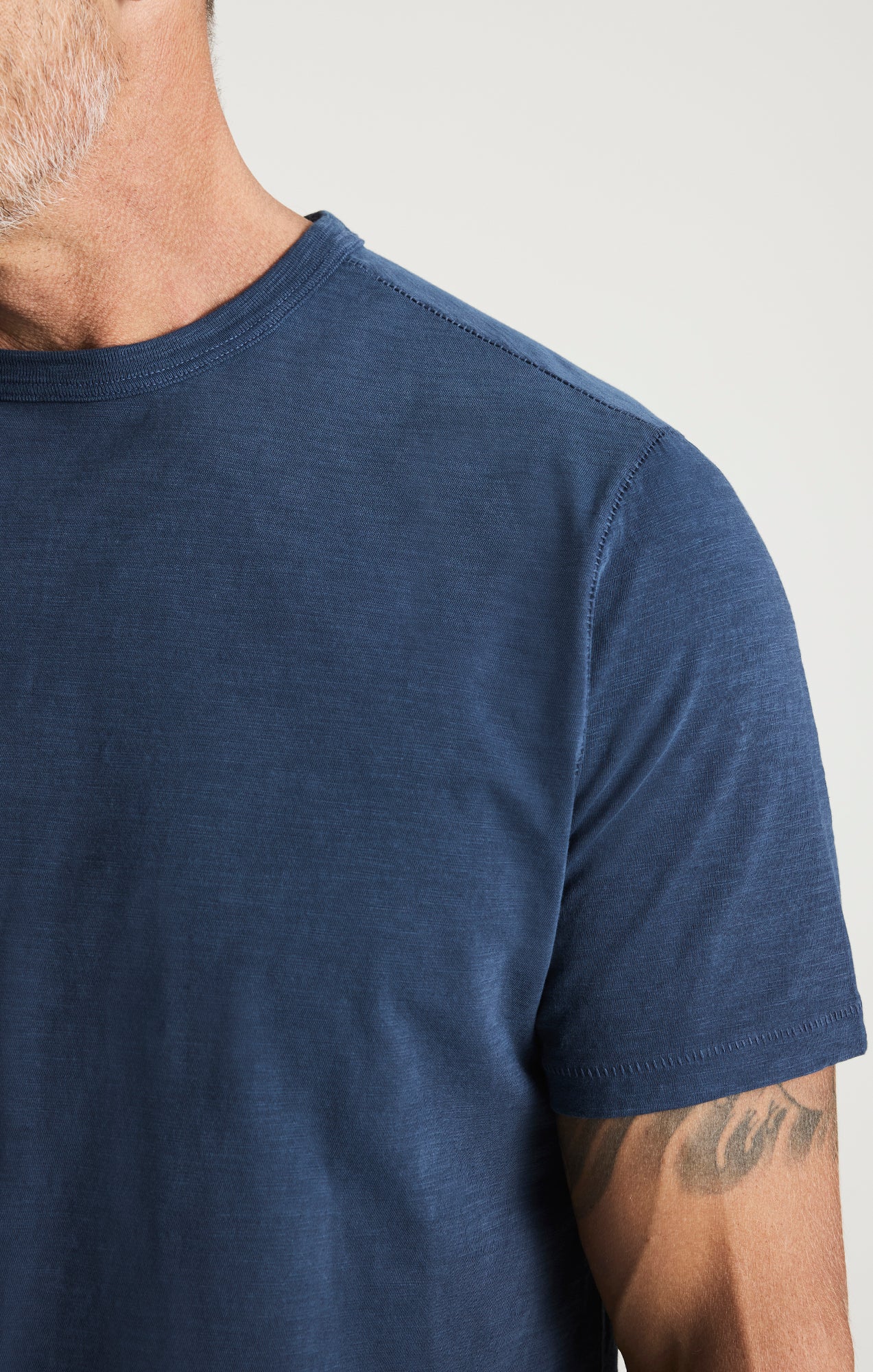 Slub Crew Neck T-shirt In Vintage Indigo - Image 5