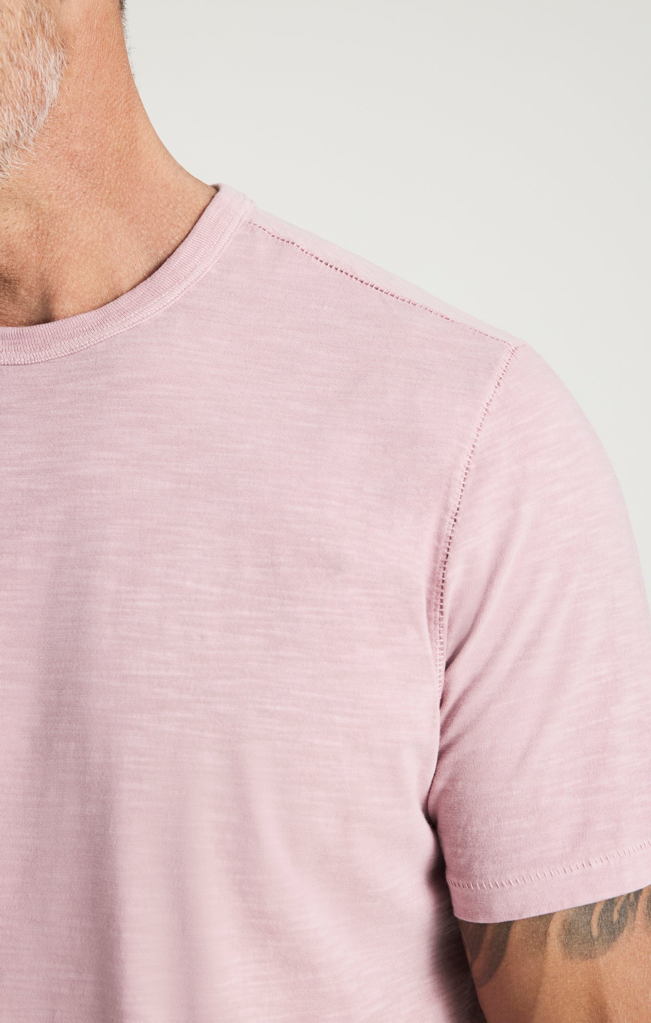 Slub Crew Neck T-Shirt In Woodrose - Image 3