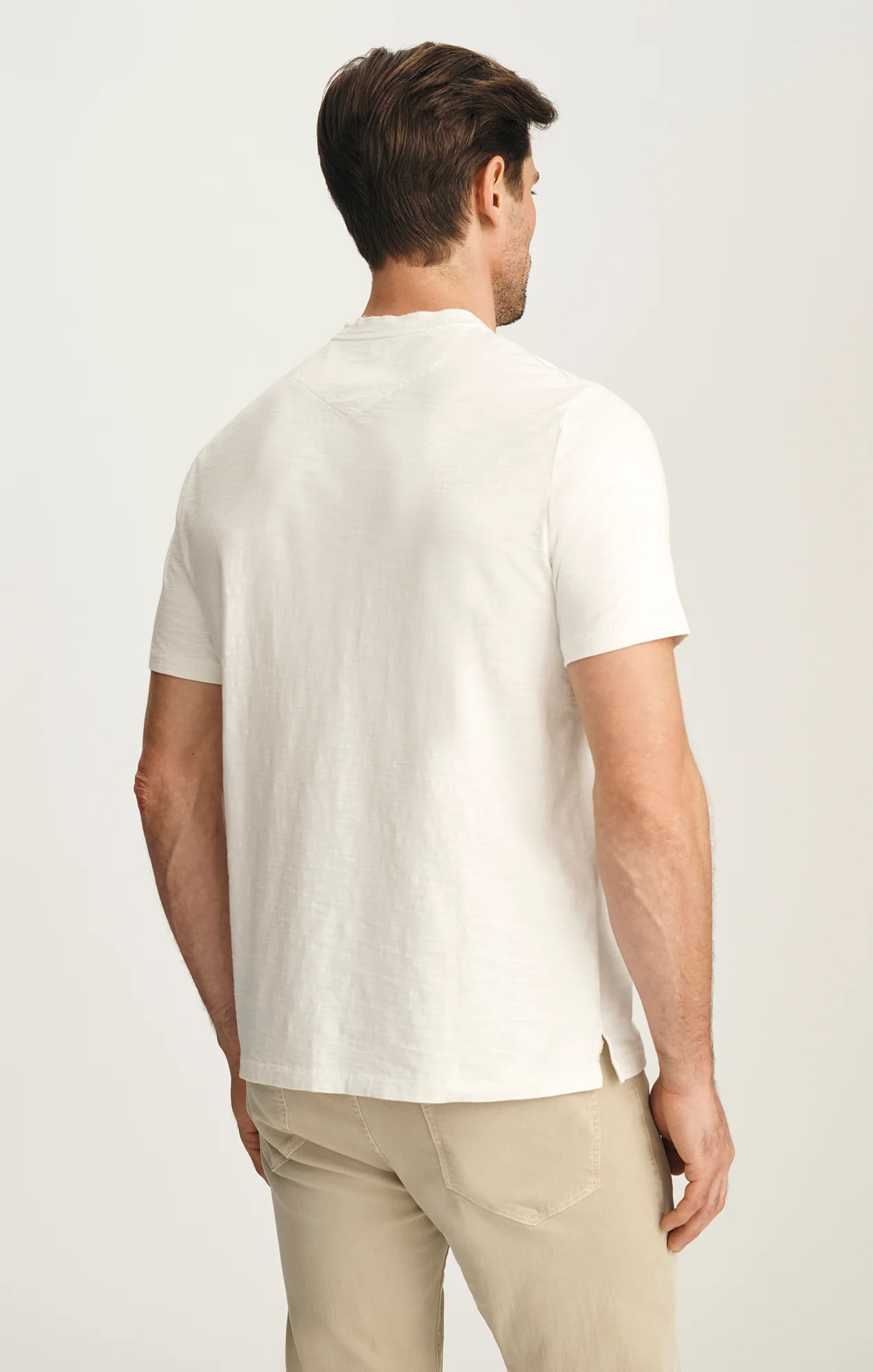 Slub Henley T-Shirt In Antique White - Image 3