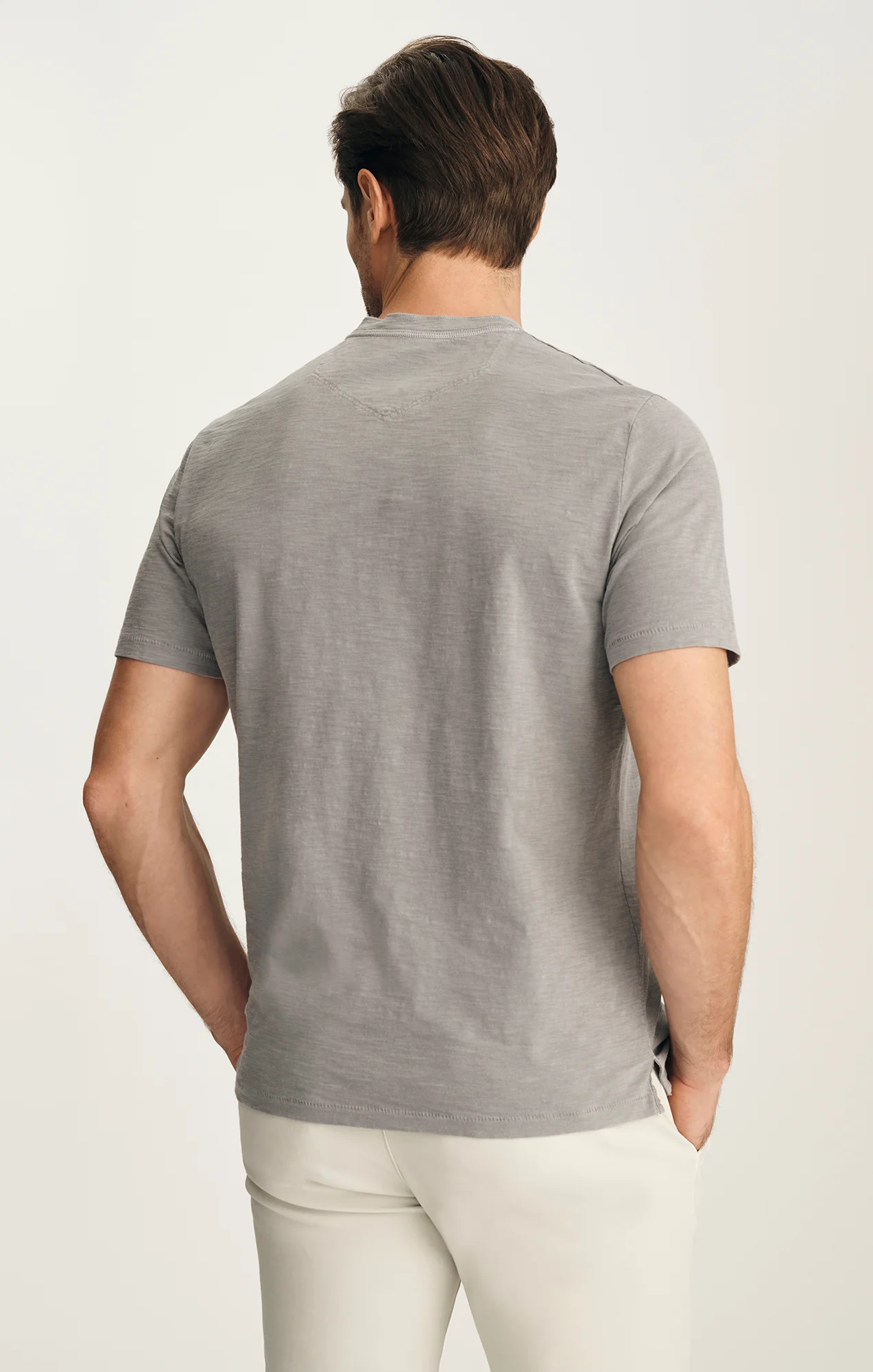 Slub Henley T-Shirt In Chiseled Stone - Image 4