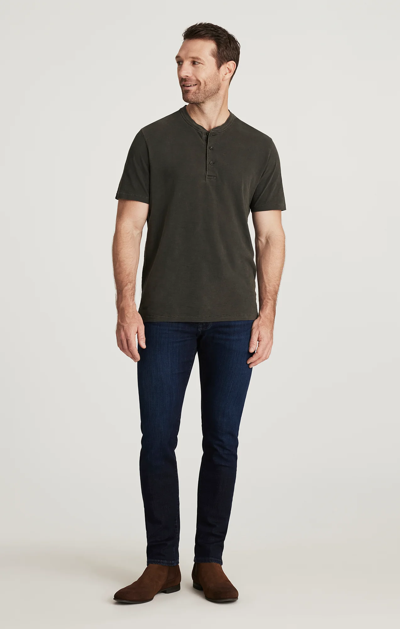 Slub Henley T-Shirt in Peat - Image 3