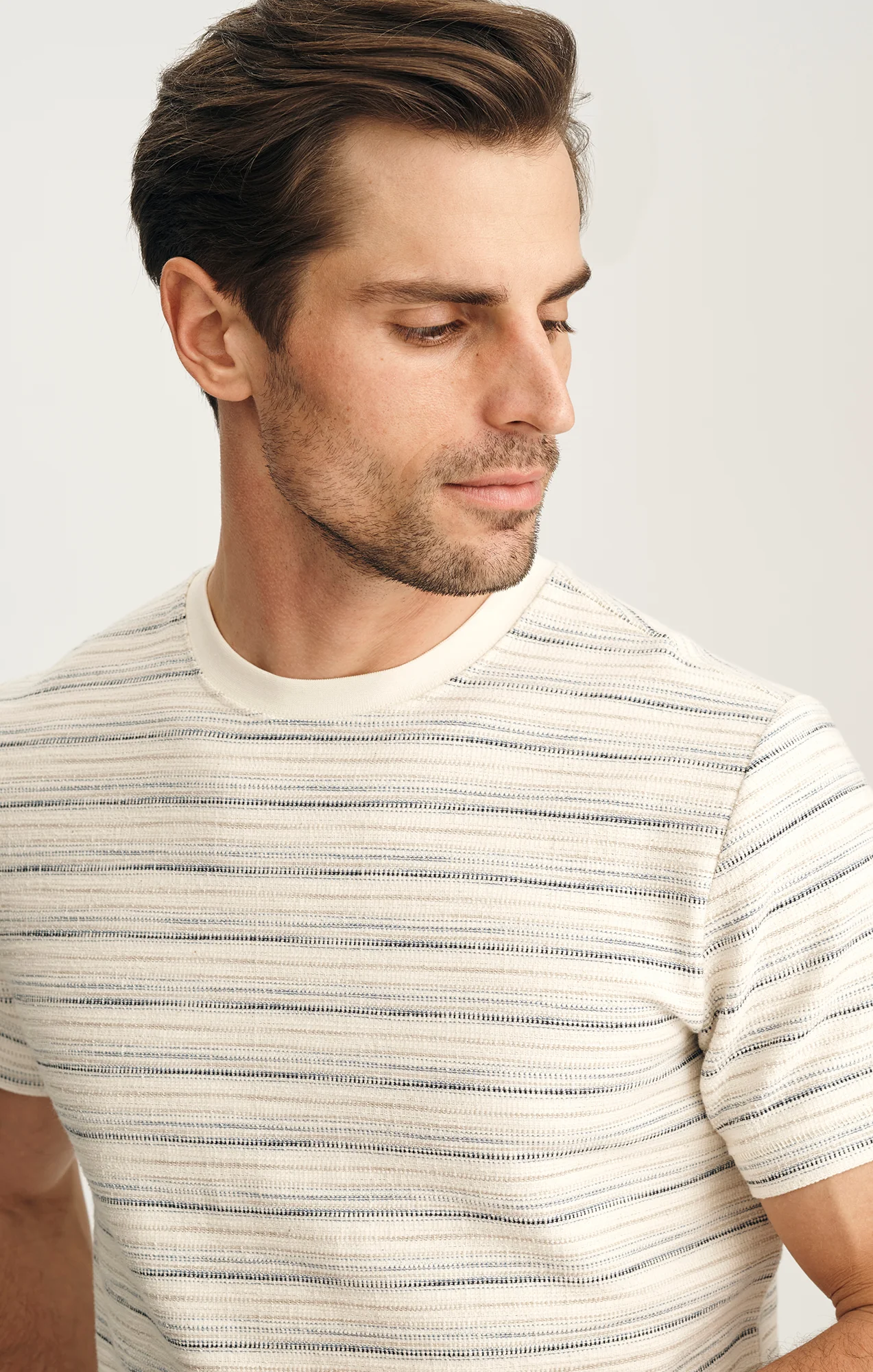 Striped Tee In Beige - Image 2