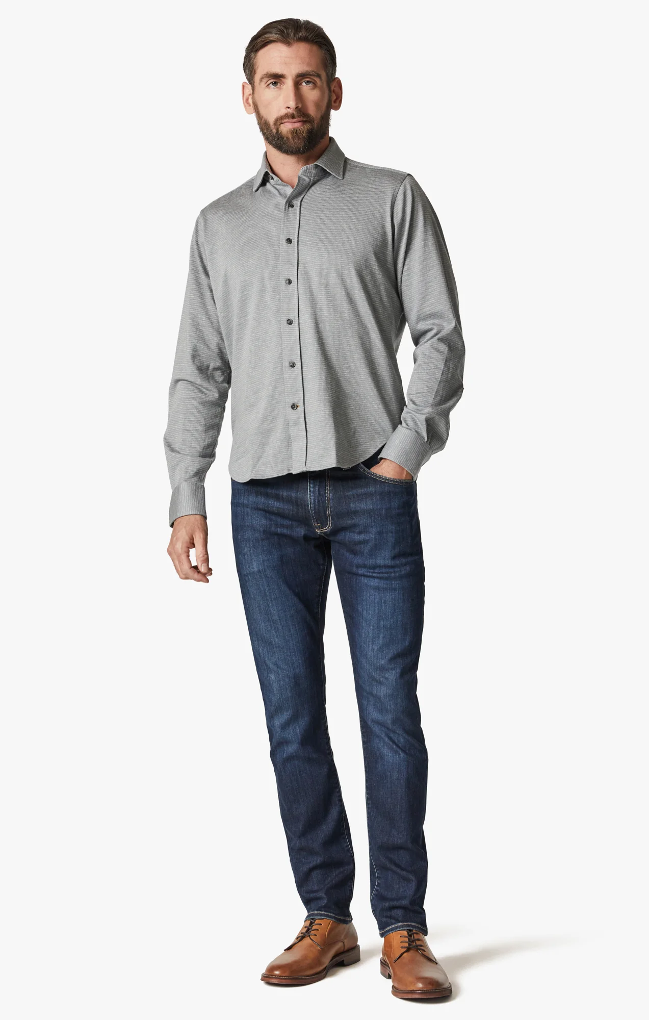 Structured Shirt In Light Grey - Image 4