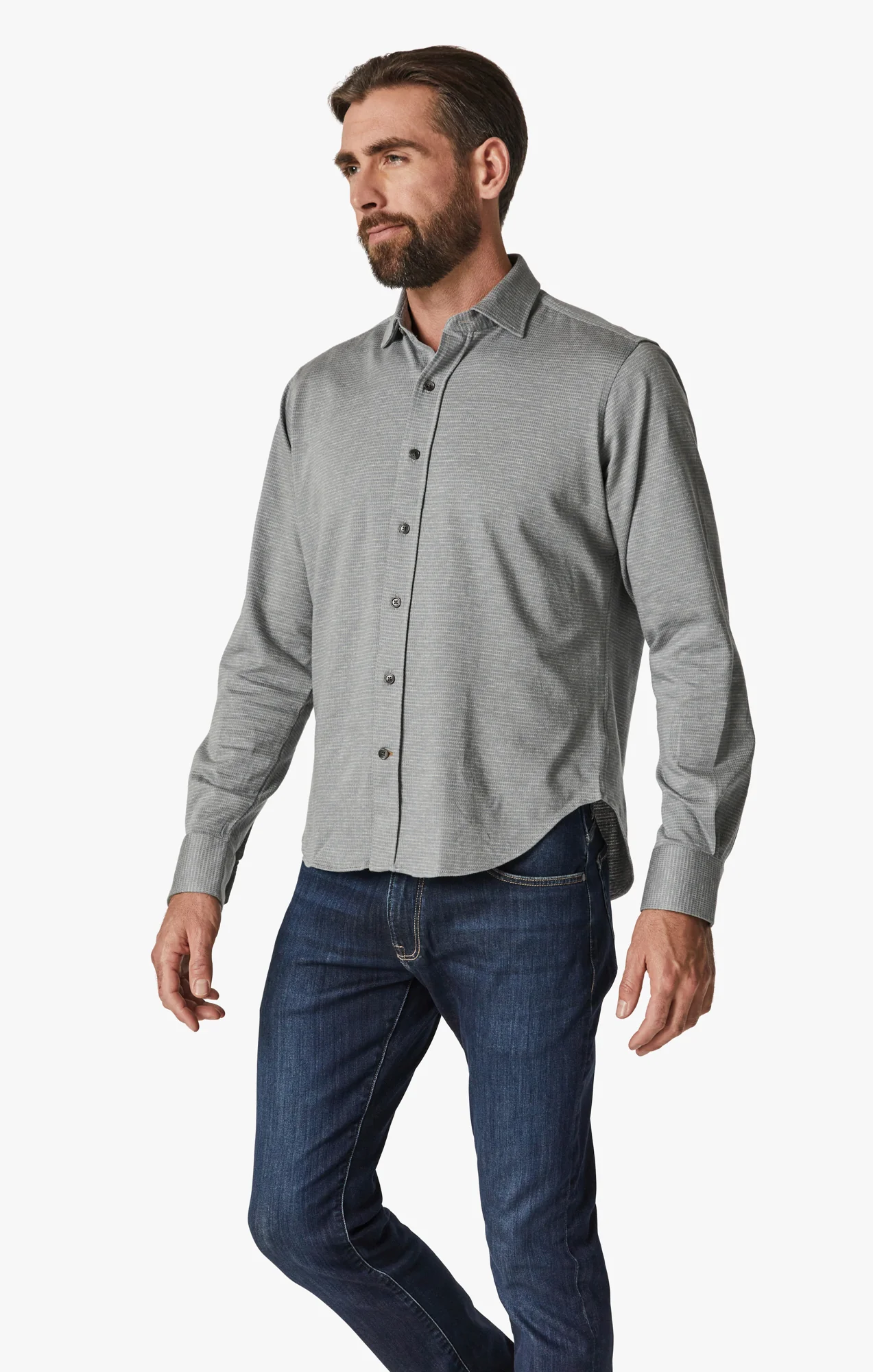Structured Shirt In Light Grey - Image 7