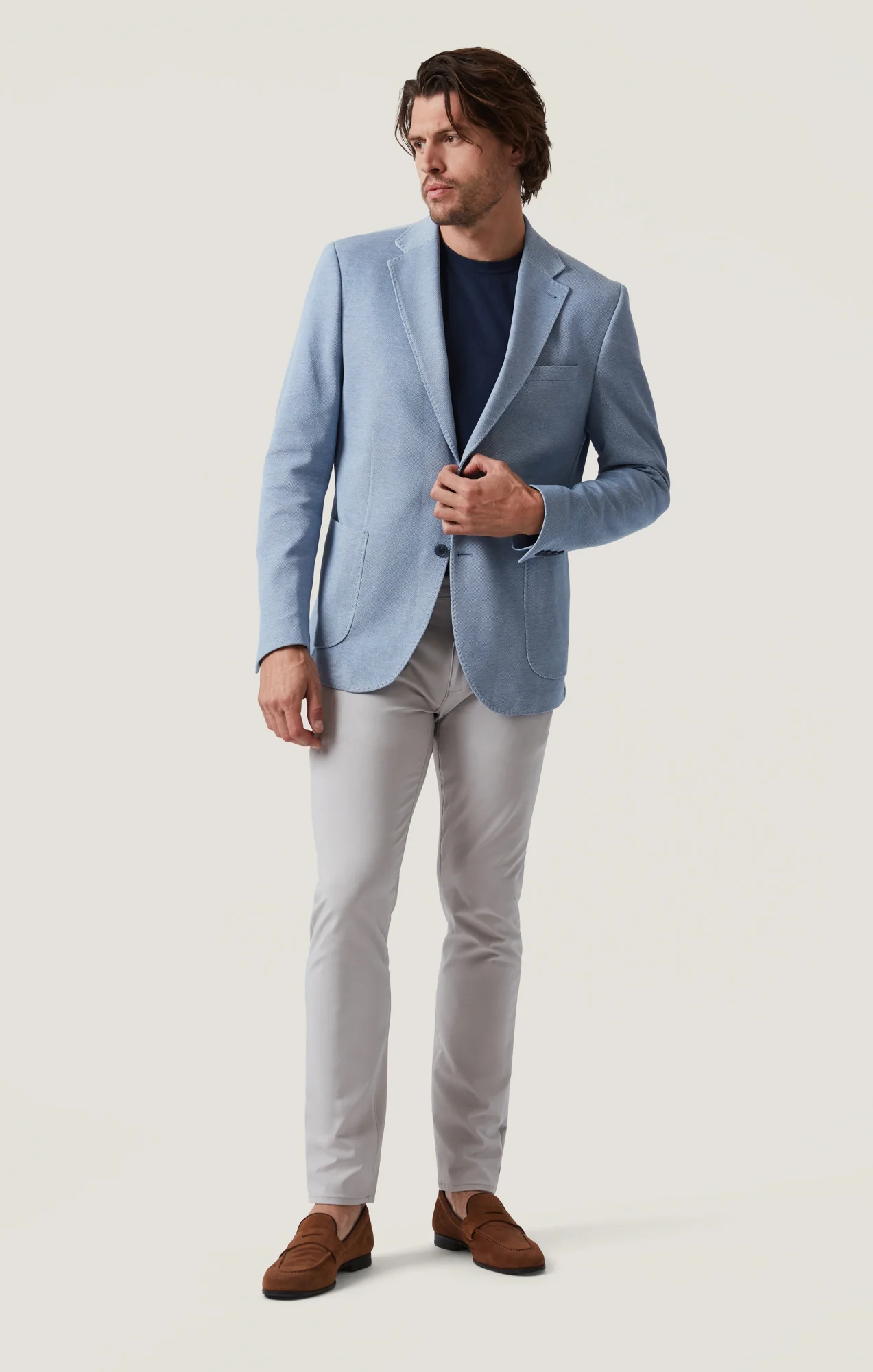 Verona Straight Leg Chino Pants In Grey Commuter Luxe