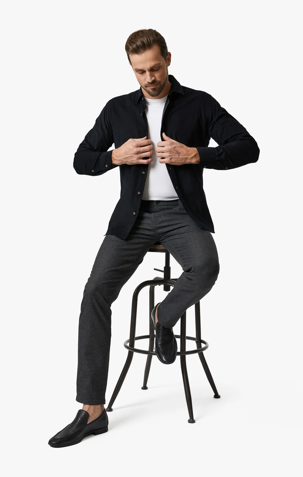 Verona Straight Leg Chino Pants In Smoke Elite Check - Image 6