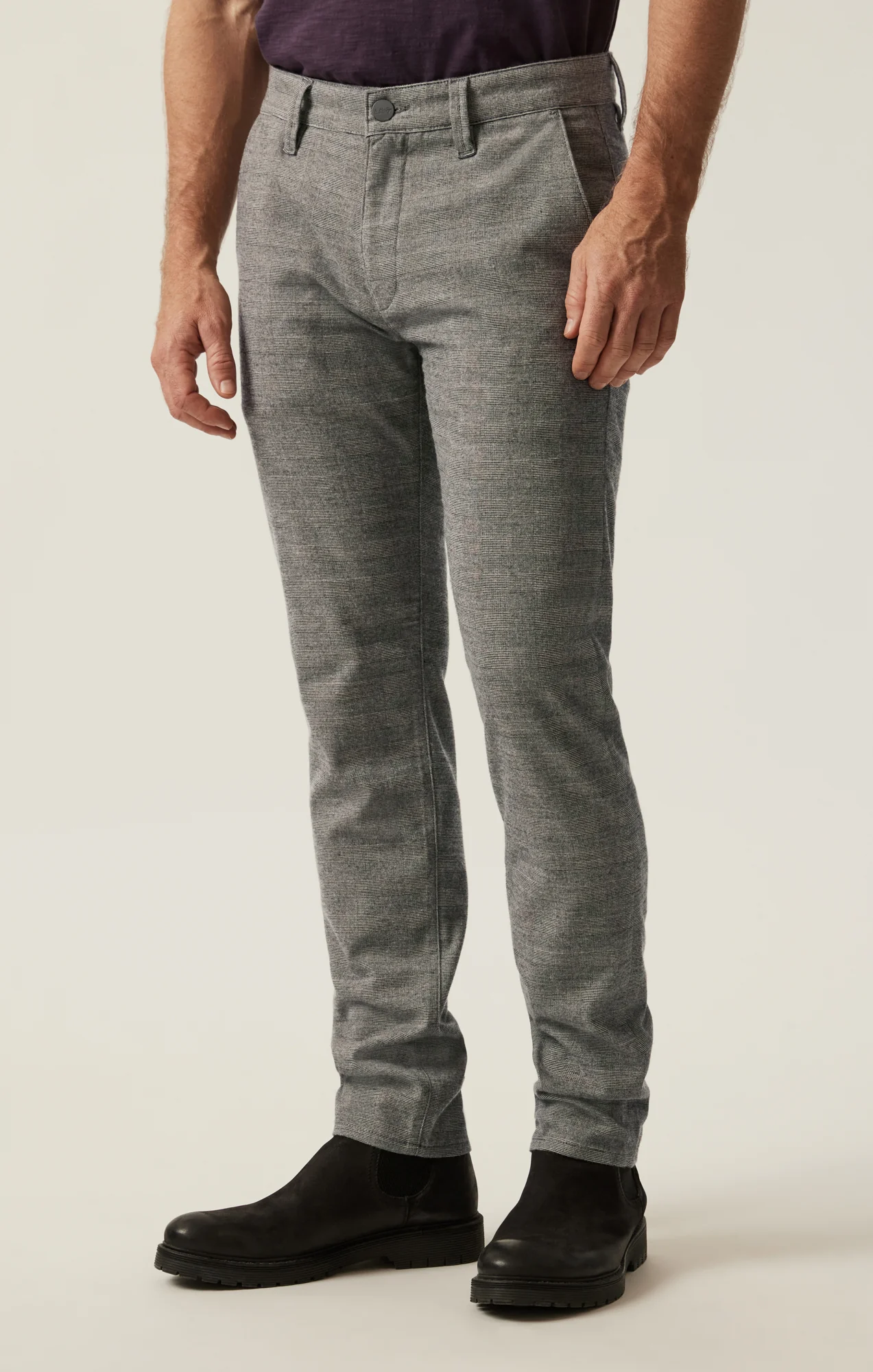 Verona Straight Leg Chino Pants in Taupe Elite Check - Image 3
