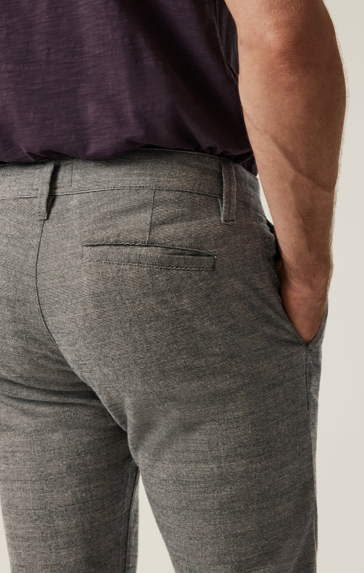 Verona Straight Leg Chino Pants in Taupe Elite Check - Image 5
