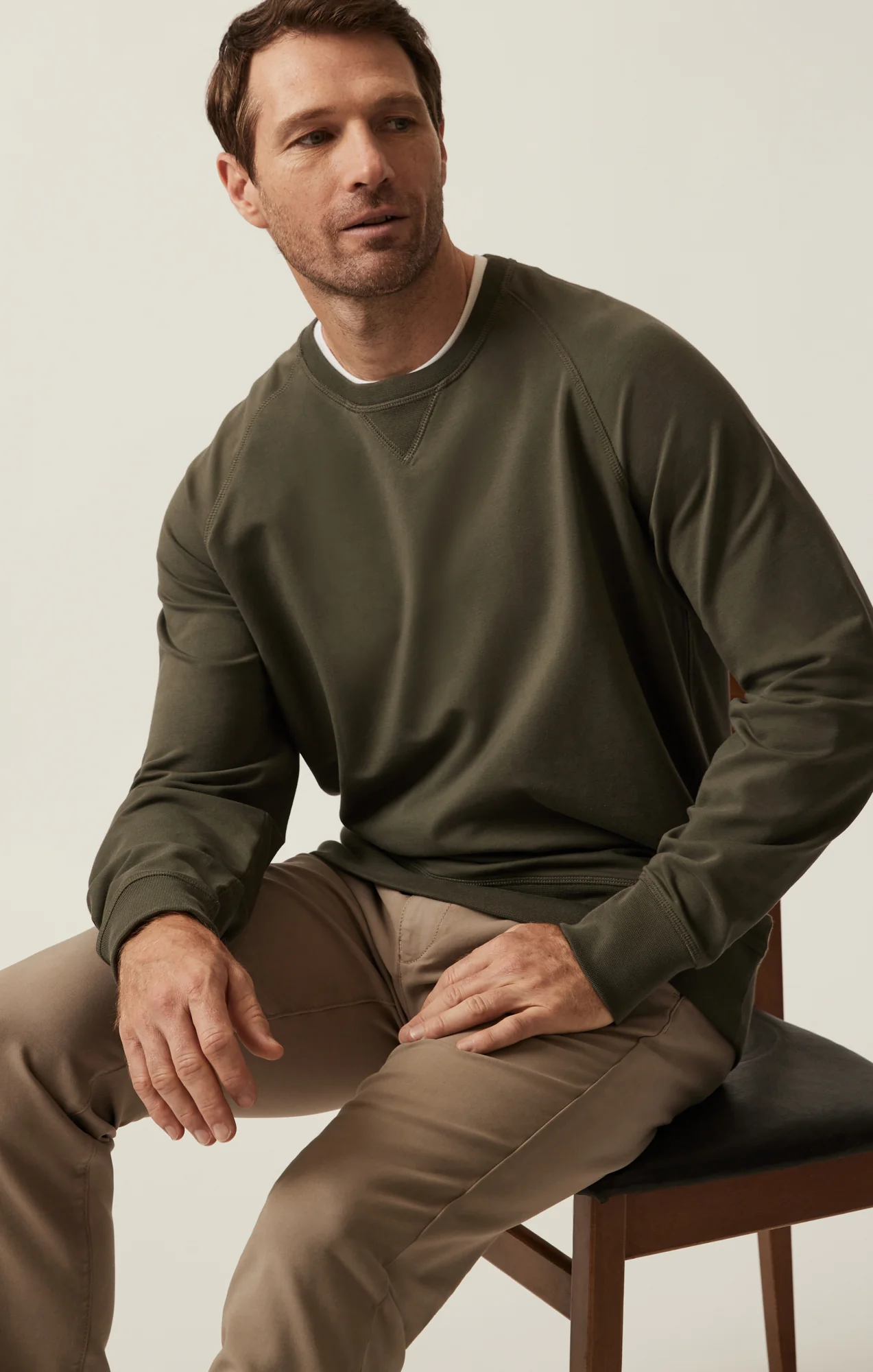 Verona Straight Leg Chino Pants In Vintage Khaki High Flyer - Image 7