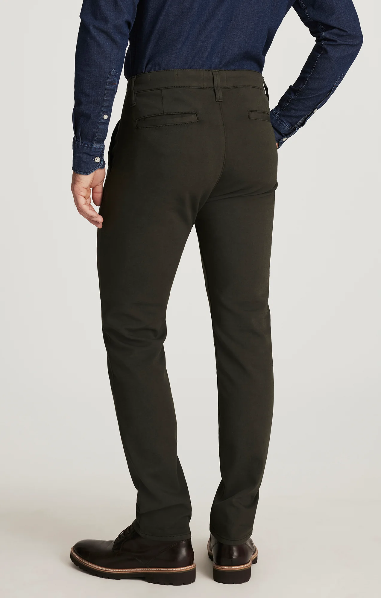 Verona Straight Leg Chino Pants In Dark Olive High Flyer - Image 3