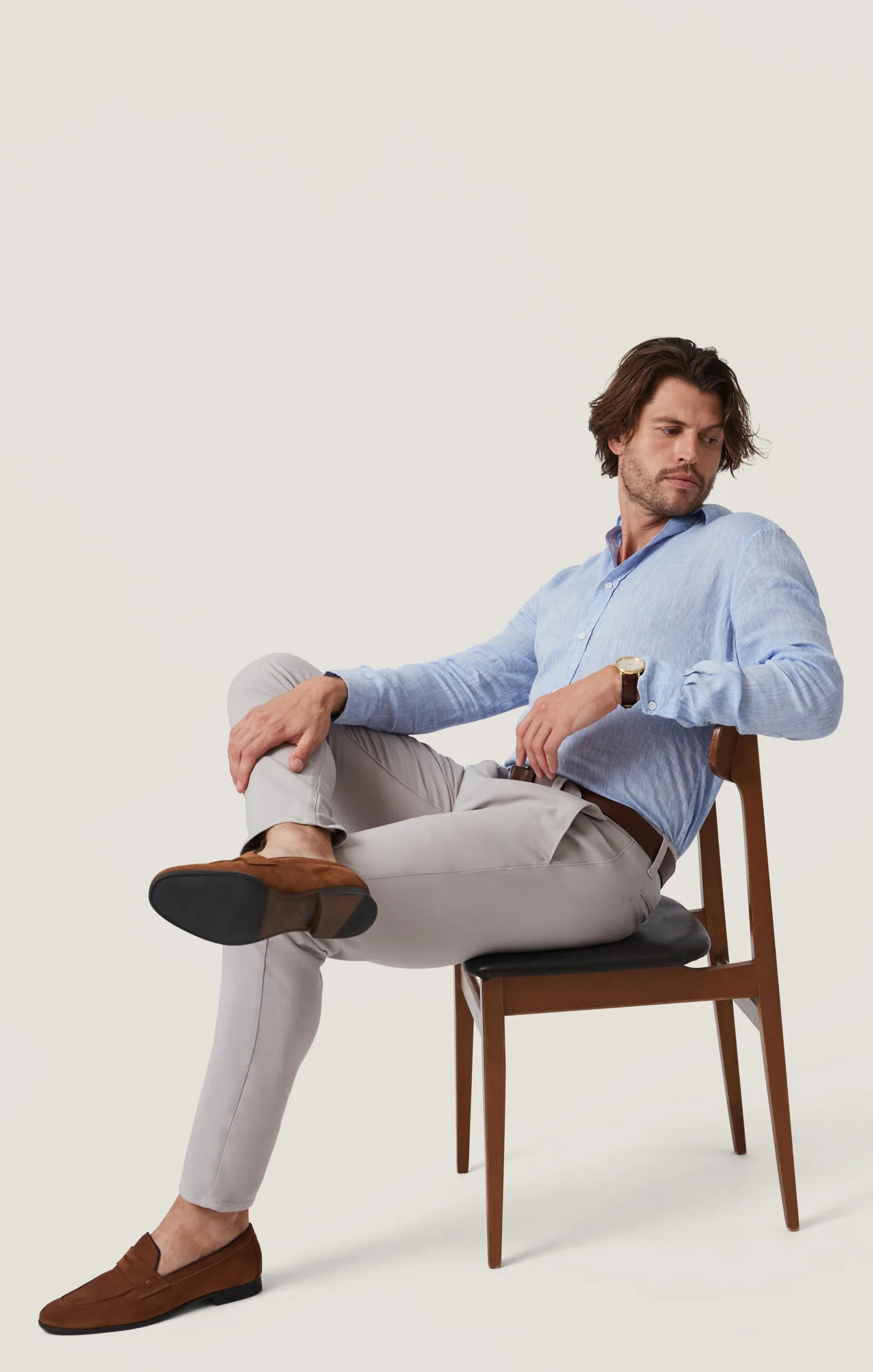 Verona Straight Leg Chino Pants In Grey High Flyer - Image 5